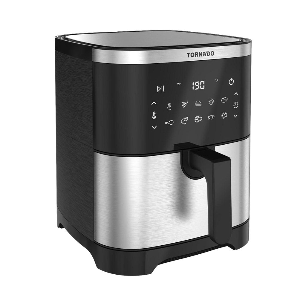 Tornado Air Fryer 1800W 8Liters Electronic Touch Screen Glass Panel - Stainless x Black - TFE-A1808TS1A