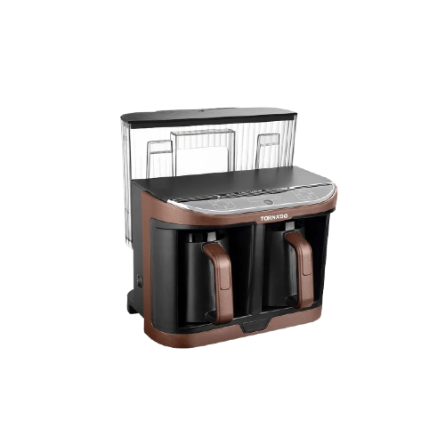 Rear view showing the removable water tank on the Tornado 660ML Turkish Coffee Maker Brown Black at XPRS.