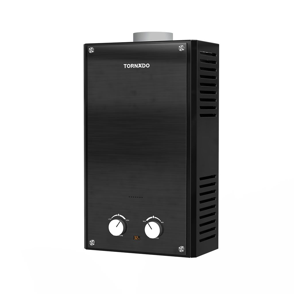 <tc>سخان مياه تورنيدو يعمل بالغاز سعة 10 لتر، غاز طبيعي، زجاج أسود GHE-10MP-GB</tc>
