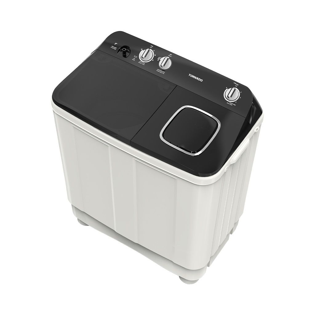 Tornado Washing Machine Half Auto 12KG - White x Black - TMH-HS12C(WK)
