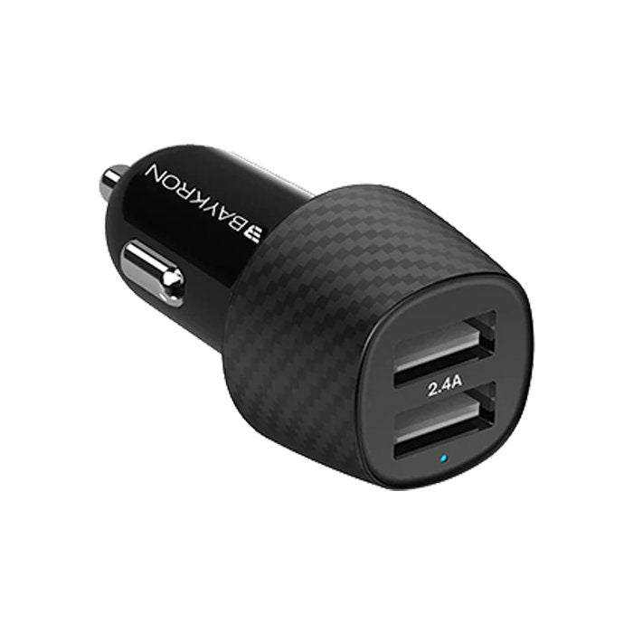BAYKRON Smart 2.4A Car Charger With Dual USB Ports - Black - XPRS