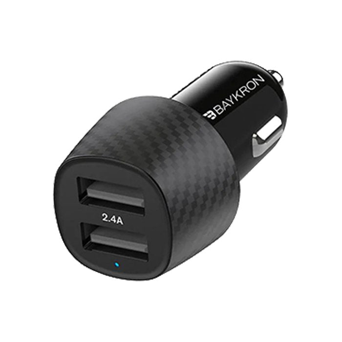 BAYKRON Smart 2.4A Car Charger With Dual USB Ports - Black - XPRS